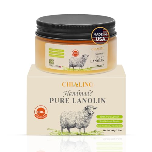 Image of CHIALING Handmade Lanolin - 100% Pure Natural Australian Lanolin Cream - Made in USA - USP Grade Moisturizer for Dry/Cracked Skin, Nipple Discomfort, Lip Hydration & Eczema | Unscented, Additive-Free(3.5 oz)