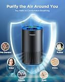 Air Purifiers for Home Large Room Pets Up to 1300 Sq Ft, MOOKA H13 True HEPA Air Purifier Cleaner with 360° Air Inlet, Fragrance, 13dB Air Purifier for Bedroom Wildfire Smoke Pet Dust Pollen (Black)