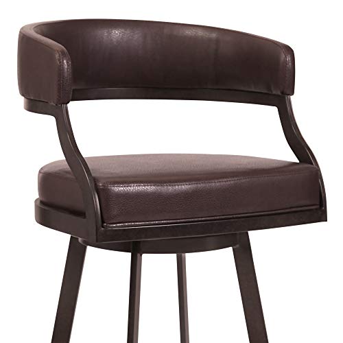 Armen Living Dione Butaco Alto 30" en Auburn Bay y Cuero Sintético Marrón miniatura 5