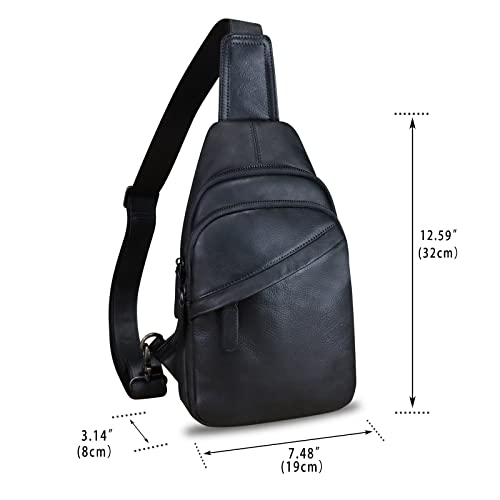 Genuine Leather Silng Bag for Men and Women Vintage Leather Sling Backpack Fashion Shoulder Crossbody Bag Chest Purse3