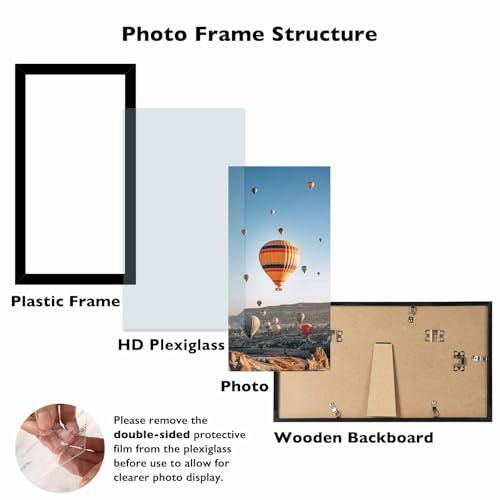 Image of JCJMY 5x9 Picture Frame Black for Wall Hanging or Tabletop, Wall Mounting Horizontally or Vertically, 5 x 9 Wall Gallery Poster Photo Frame with Shatter Resistant Plexiglass, Black