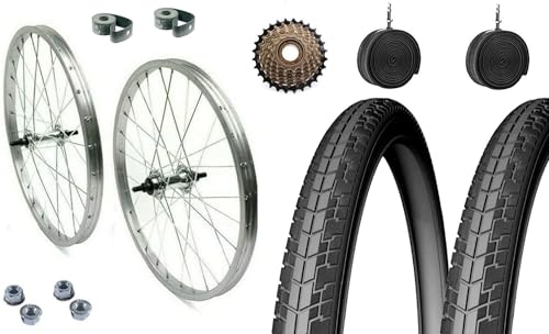 COPPIA RUOTE BICI COMPLETE 28' X 1.75 CERCHIO + COPERTONE + CAMERA BICI ALLUMINIO/ACCIAIO 28X1.75 OLANDA - BICICLETTA CITY BIKE - PASSEGGIO DADI DI FISSAGGIO E FLAP INCLUSI + RUOTA LIBERA 6 VELOCITÀ