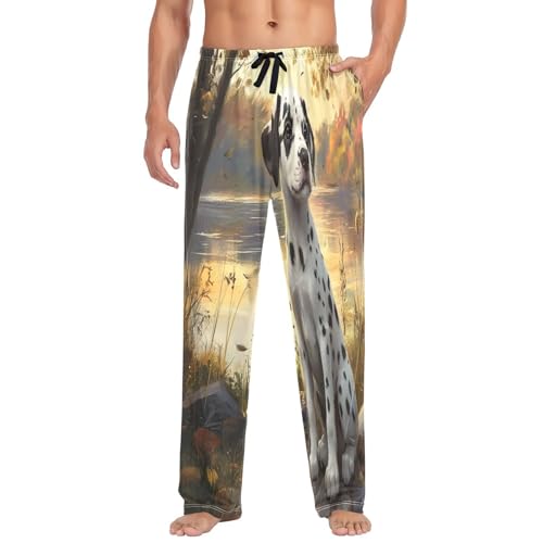 Pantalon de pyjama pour homme en coton imprimé chiot à pois taille S à XL