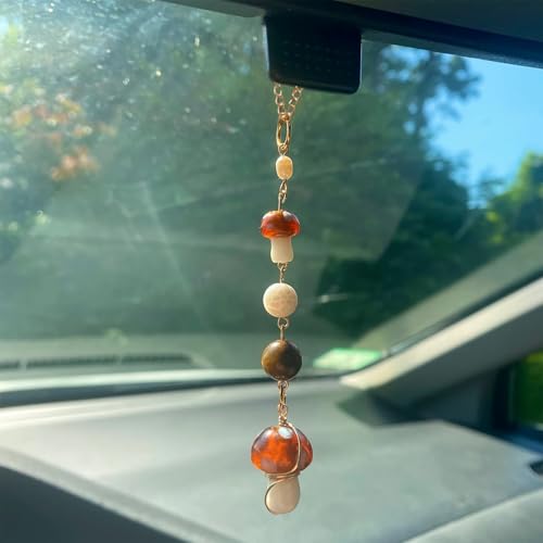 Mushroom Car Accessories for Women Cute Mushroom Hanging Ornament Boho Rear View Mirror...