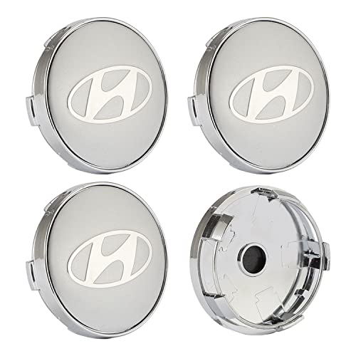4pcs for Hyundai Wheel Center Caps, 60mm Silver Wheel Hub Center Cover