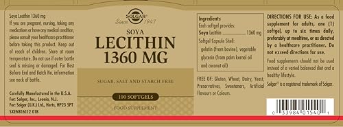 Solgar E1540 Lecithin 1360Mg, 100 Softgels thumb #1