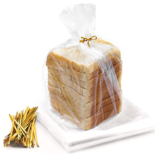 Bolsas de pan con corbatas reutilizables pack de 100 unidades de celofán transparente 6