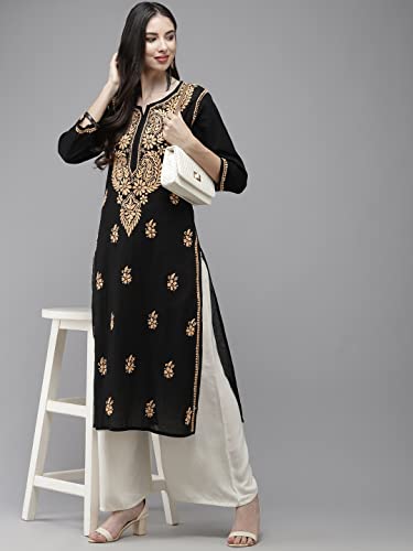 Image of Ada Hand Embroidered Lucknowi Chikankari Cotton Kurta Kurti for Women A411191
