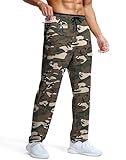 Pudolla Workout Pants for Men Gym Athletic Pants for Men Workout Sweatpants Open Bottom(Green Camo Black XL)
