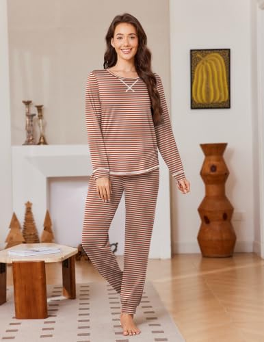 Ekouaer Pajamas for Women Set Long Sleeve Top and Jogger Pants Lounge Sets - image 2