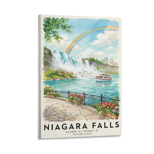Chutes du Niagara poster de voyage aquarelle pour s'évader au quotidien