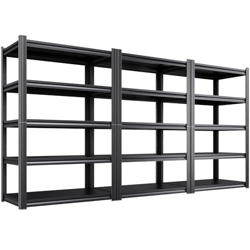 Image of 3-Pack Heavy Duty Garage Shelving for Garage, Warehouse & Workshop Organization, 71 inch H x 35 inch W x 16 inch D Adjustable 5-Tier All Metal Storage Shelf for Tools, Storage Bins & Bulk Items