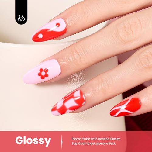 Image of Beetles Red Gel Nail Polish, 15ml Red Color Soak Off UV LED Gel Polish, Nail Art Design Daring Grace Manicure Salon DIY Home Colorful Bottle for Women