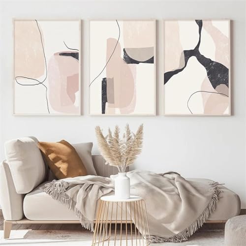 Peinture sur toile texture marbre art mural élégant beige rose 50x70cm