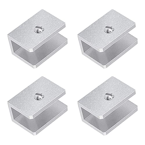 INCREWAY 4 Stück verstellbare Aluminiumlegierung, Glasklemme, Regalhalterung, Wandhalterung für 6–10 mm dickes Glas (rechteckig)