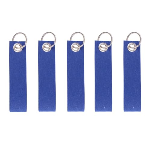 YIFENGXING 5 Stück Filz-Schlüsselanhänger Blanko-Beschriftbare Filz-Anhänger mit Edelstahlring für DIY individueller Schlüsselring Bastelbedarf Farbiges Geschenkzubehör (Marineblau 13x3cm)