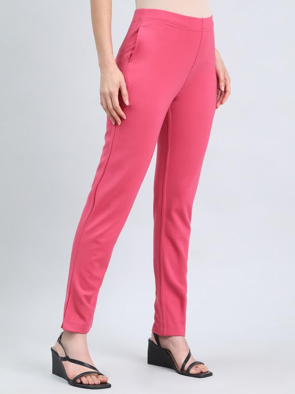 Image of GO COLORS Ponte Smart Kurti Pants Full Length for Women | Breathable, Mid Rise