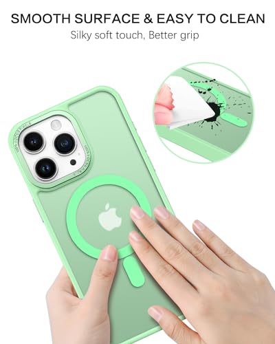 BENTOBEN Magnetic for iPhone 15 Pro Max Case,[Compatible with MagSafe] Translucent Matte Frosted Anti-Fingerprint Slim Shockproof Women Men Protective Cover Case for iPhone 15 Pro Max 6.7",Green