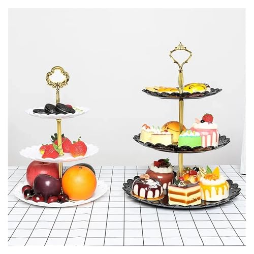 Bandejas para Comida,Soporte de Tres Niveles Servir postres,Frutas,Bodas,Fiestas,Eventos,exhibición Elegante Pasteles,bocadillos y golosinas.