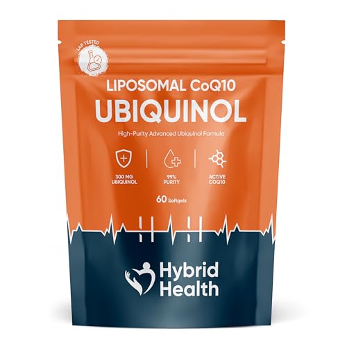 Hybrid Health CoQ10 Ubiquinol 300mg Supplement - 60 Easy-to-Swallow Softgels 99% Purity Ubiquinol CoQ10 Independently Third Party Tested 60 Servings 2 Months Supply