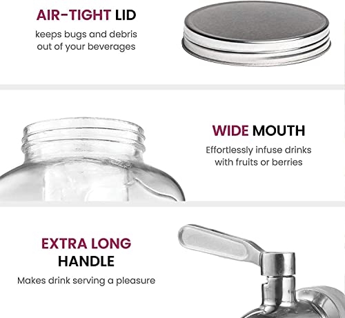 Image of 5 litres Mason Glass Beverage Dispenser | Airtight Lid, Wide Mouth, Leak-Proof Spigot | Perfect for Detox Water, Infusions, Parties & Events
