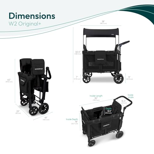Miniatura 7 de Wonderfold - Cochecito Plegable Multifunción, Doble Para Pasajeros, Toldo Ajustable Y Reposapiés Extraíble Para Hasta 2 Niños, Negro