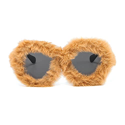 willochra Soft Fur Velvet Glasses for Women Handmade Fur Sunglasses Fashion funny Red Trend Shades Glasses2
