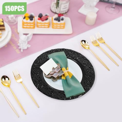 150 platos cargadores redondos reutilizables 13 pulg negro miniatura 4