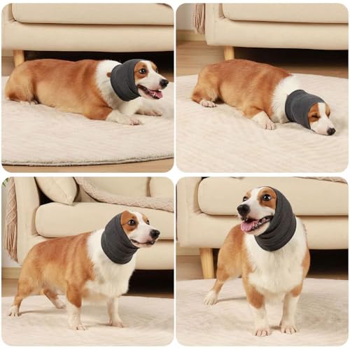 Ohrenschutz Hund, Beruhigende Ohrenschützer für Hunde, Waschbare Hundeloop, Schallschutz für Katze, Haustier Ohrenklappe, Lärmschutz Hundegehörschutz Ohrstöpsel für Warmhalten Feuerwerk, L(46-76CM)