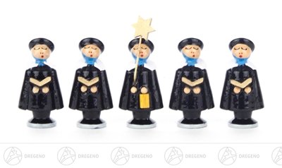 Les Carolers figurine miniature en bois noir à offrir pour Noël
