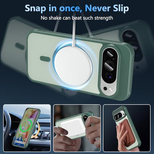 Coque Pixel 10 Pro avec protecteur d'écran en verre trempé vert