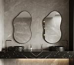 Irregular Unique Shaped Wall Mirror, 20"x36" Asymmetrical Mirrors, Cloud Mirror, Wavy Mirror, Black Frame Morden Wavy Wall Mirror for Entryway Living Room Bedroom Bathroom