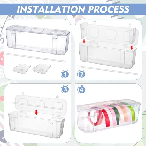 Image of Saypacck 2 Pcs Ribbon Organizer Storage Craft Ribbon Holder Plastic Craft Room Organization for DIY Tape Sewing Spool Flower Shop Art Gift Wrapping Supplies