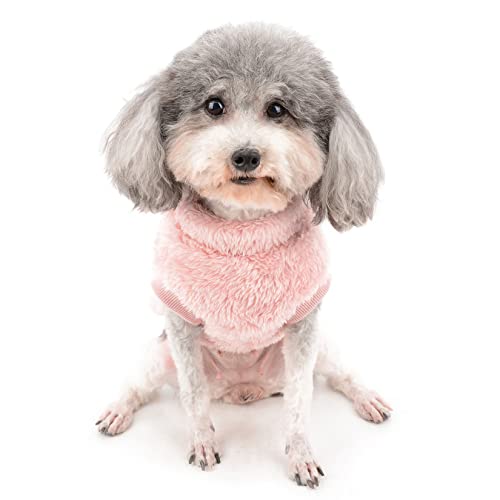 Zunea Fleece Winterjacke für Kleine Hunde Warme Wintermäntel Pullover Sweater Weich Fuzzy Welpen Kleidung mit D-Ring für Geschirr Leine Kaltes Wetter Haustier Bekleidung für Chihuahua Katzen Rosa S
