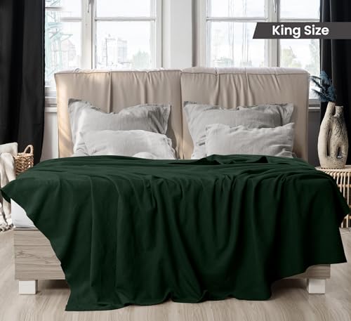 Image of Utopia Bedding 100% Cotton Thermal Blanket Forest Green King Size Soft, Lightweight, Breathable, Cozy Spring and Summer Blankets for Bed, Home Room Decor Gifts for Women and Men (90x108 Inches)