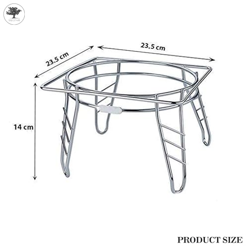 Image of Sulfar Fancy Freestanding Water Pot And Matka Stand Stainless Steel Pot Stand Kitchen Tiered Shelf Rack Chrome Plated Plant