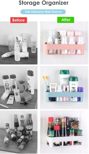Image of Bathroom Shelf for Wall, Self-Adhesive Bathroom Organiser with Towel Holder, Ideal Bathroom Accessories for Efficient Space Utilisation (2 Self - 1 Towel)