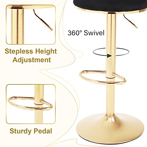 Oduwa Velvet Barstool Set Of 4,Woven 360° Swivel Counter Height Bar Stools With Gold Metal Legs,Modern Adjustable Dining Kitchen Pub Accent Chair With Back And Footrest Counter Height Dining Chairs #TOP4