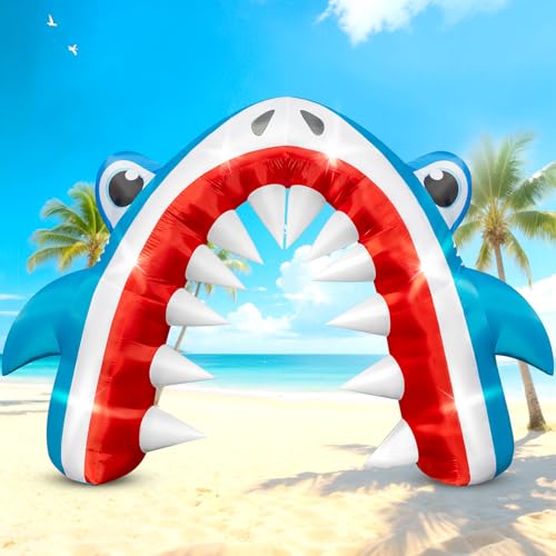 13FT Blue Giant Shark Inflatable Arch, Summer Outdoor Blow U