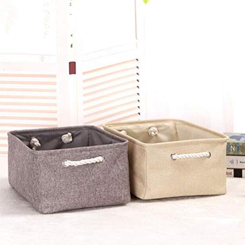 Boîte de rangement en lin écologique beige structure renforcée durable - 5