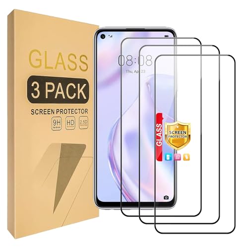 Lucyliy (3 Pack) Compatible for Huawei nova 7 SE 5G Screen Protector Tempered Glass，Case Friendly [High definition][Hardness 9H]