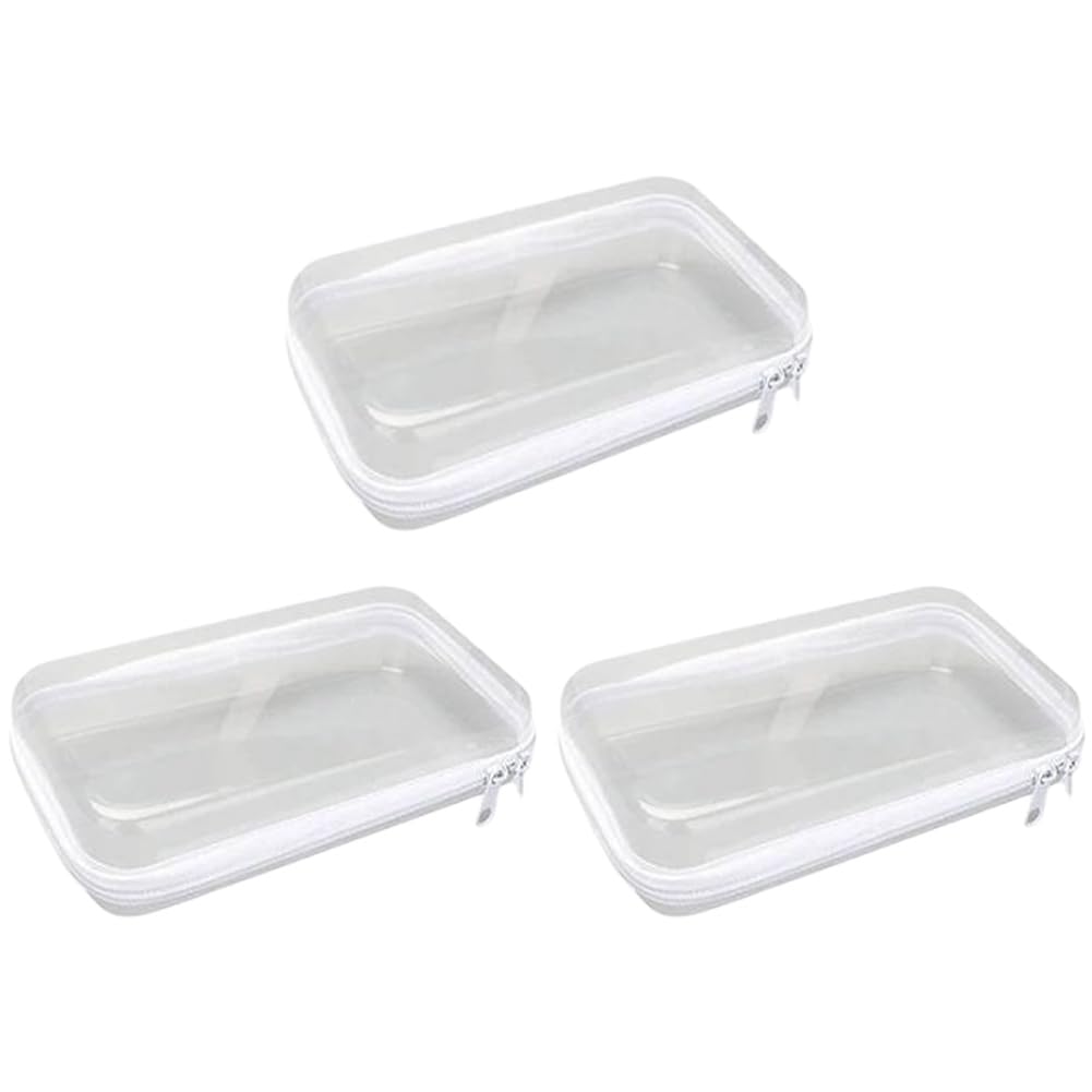 HTU Transparent Hard Zipper Pouch Waterproof Portable Item Storage Travel Organizer Box Zippered Transparent Cases for Building Blocks Puzzles Cosmetics