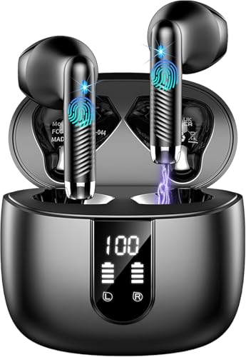 Bluetooth 5.4 Kopfhörer, In Ear Kopfhörer Kabellos Bluetooth 2025 Neu Kabellose Kopfhörer mit 4 ENC Mic, Noise Cancelling Ear buds 56Std Tiefer Bass, USB-C, IP7 Wasserdicht Sport Ohrhörer, LED-Anzeige