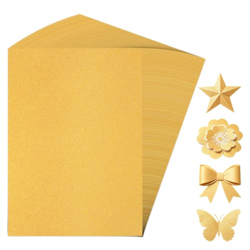 Papier Cartonné Doré Brillant 250 g/m², 40 Feuilles 210 x 297 mm Papier D'impression épais A4, Papier doré pour Loisirs Créatifs Papier Pailleté pour Invitations Certificats Cartes Bricolage