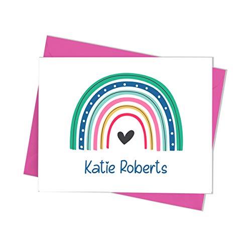 Amazon.com: Rainbow Note Cards with Envelopes, Personalized Stationery ...
