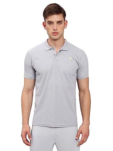 Image of TECHNOSPORT Men's Polyester Slim Fit Self-Design Short Sleeve Polo Matpiq T-Shirt with Anti Microbial, Techno Dry for Regular and Casual Use