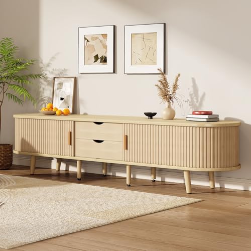 NADEUSAK Mueble de TV para salón de 175 x 40 x 42 cm con espacio de almacenamiento, tablero de fibra de densidad media, 2 cajones
