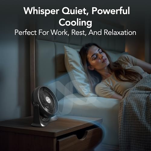 Comfort Zone 11-Inch High-Velocity Tabletop Air Circulator Fan – Quiet 3-Speed Personal Turbo Fan with 90° Adjustable Tilt & Carry Handle – Compact Desk Fan for Home, Office, or Bedroom – Black by Comfort Zone - Image 3