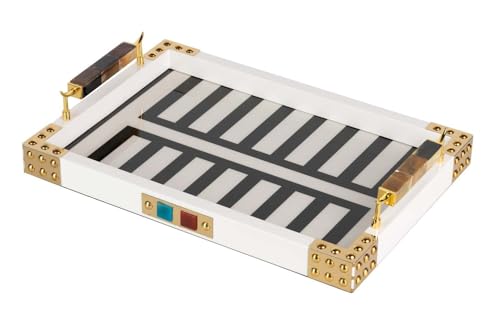 Bandeja MDF et acier inoxydable bicolore 45x29x7 cm pour le service