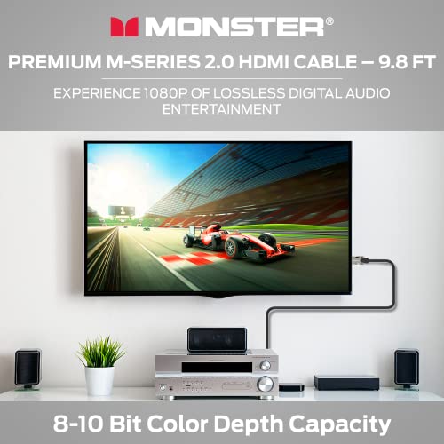 Image of Monster M-Series Certified Premium HDMI Cable 2.0, High-Speed 22.5 Gbps, 4K UHD 60Hz, Triple-Layer Shielding, Duraflex Jacket, HDMI Cable for TV, Monitor, Gaming, PC, 9.8 ft